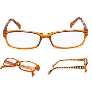 NWT CESSBLU Orange Stripe Blue Light Rectangle 1.5 Reading Glasses 115225